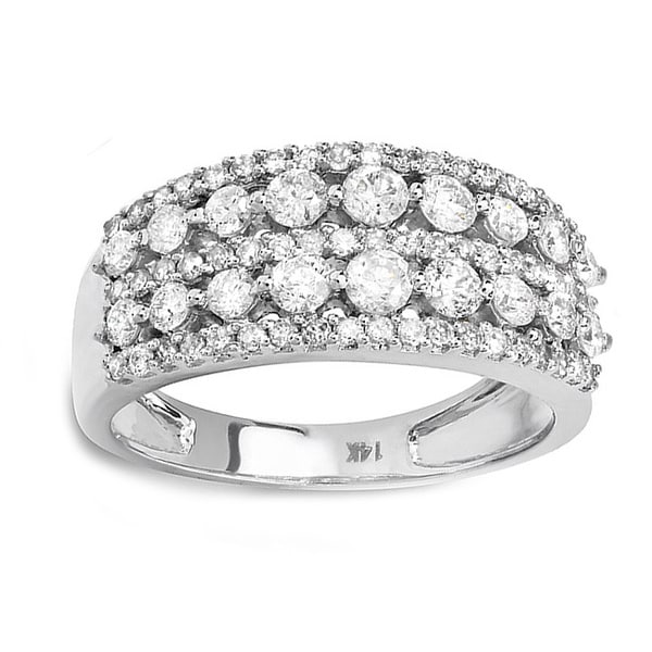 Annello 14k White Gold 1 1/4ct TDW Pave Diamond Anniversary Band (G H