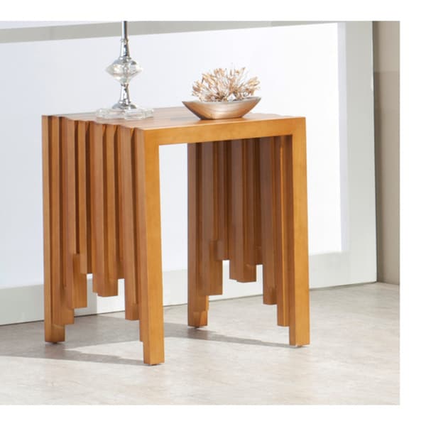 Brazilian Cherrywood Geomretric Paneled End Table