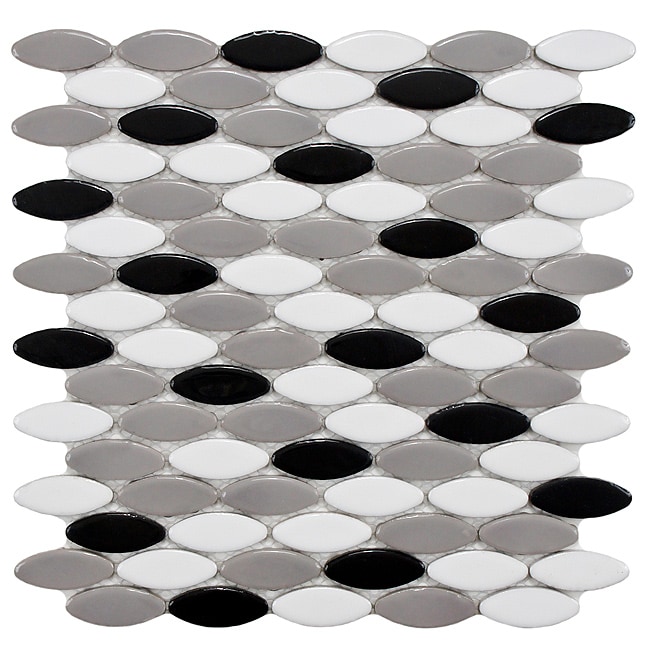 Somertile Posh Ellipse Luna 10.25 X 12 inch Porcelain Mosaic Tiles (pack Of 10)