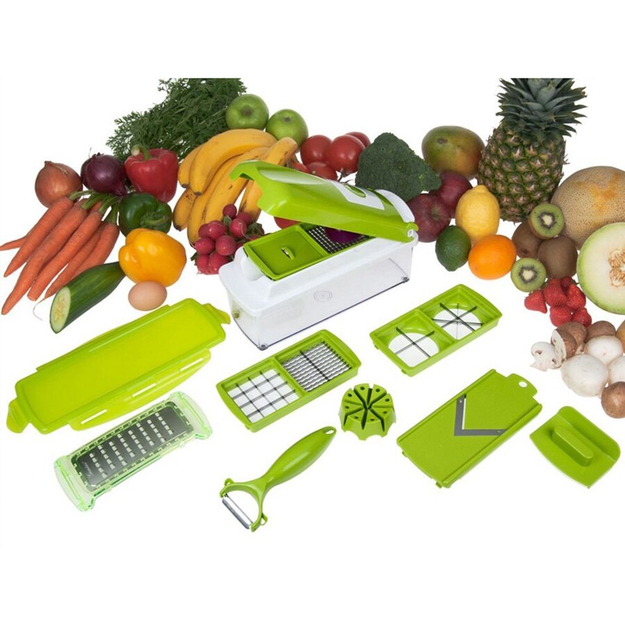 Genius Nicer Dicer Plus Multi-Purpose Vegetable & Fruit Slicer - 12 Pieces  Green
