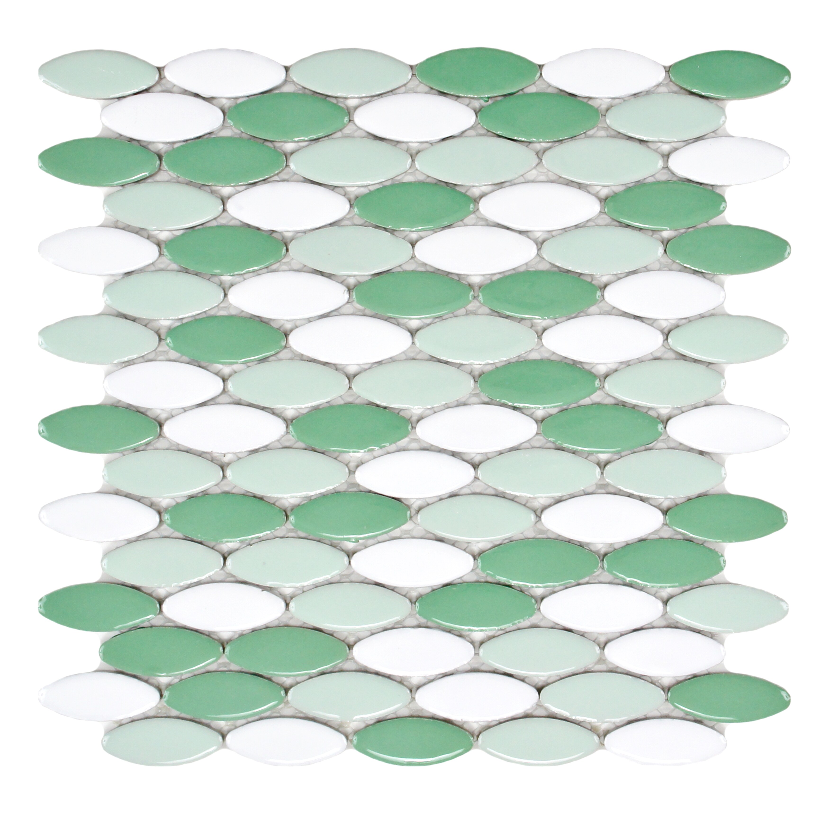 Somertile Posh Ellipse Hierba 10.25 X 12 inch Porcelain Mosaic Tiles (pack Of 10)