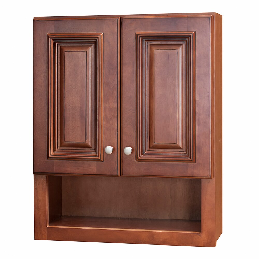 Shop Wine Maple Bathroom Wall Cabinet Free Shipping Today