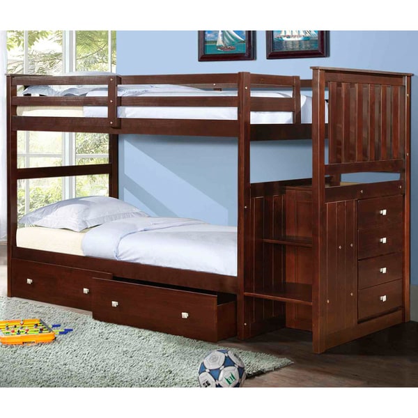 Shop Donco Kids Mission Twin Stairway Bunk Bed with Underbed Drawers ...