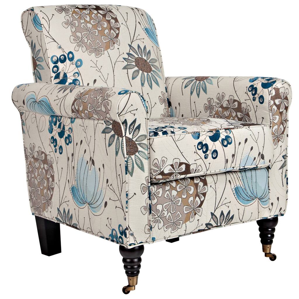 Handy Living Harlow Spring Parisian Blue Flower Chair