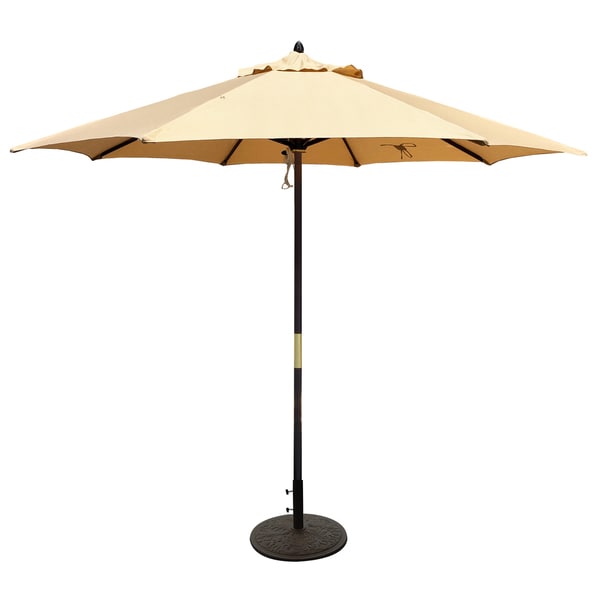 Shop TropiShade 11 ft. Dark Wood Market Umbrella with Brass Rib Olefin ...