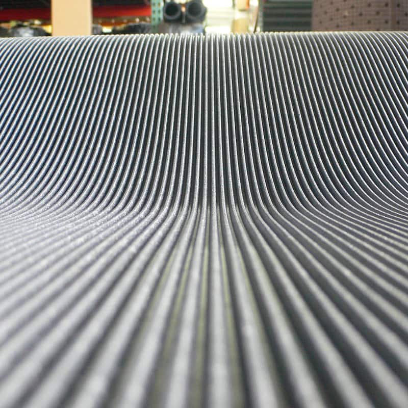 Rubber-Cal "Fine-Rib" Corrugated Rubber Floor Mats - 1/8 in x 3 ft x 20 ft - Black Rubber Runners - 36x240