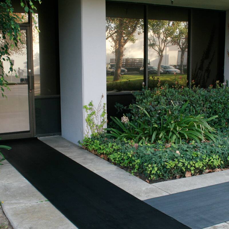 Rubber-Cal "Fine-Rib" Corrugated Rubber Floor Mats - 1/8 in x 4 ft x 15 ft Black Rubber Runners