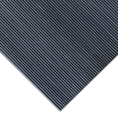 Rubber-Cal "Fine-Rib" Corrugated Rubber Floor Mats - 1/8 in x 4 ft x 15 ft Black Rubber Runners