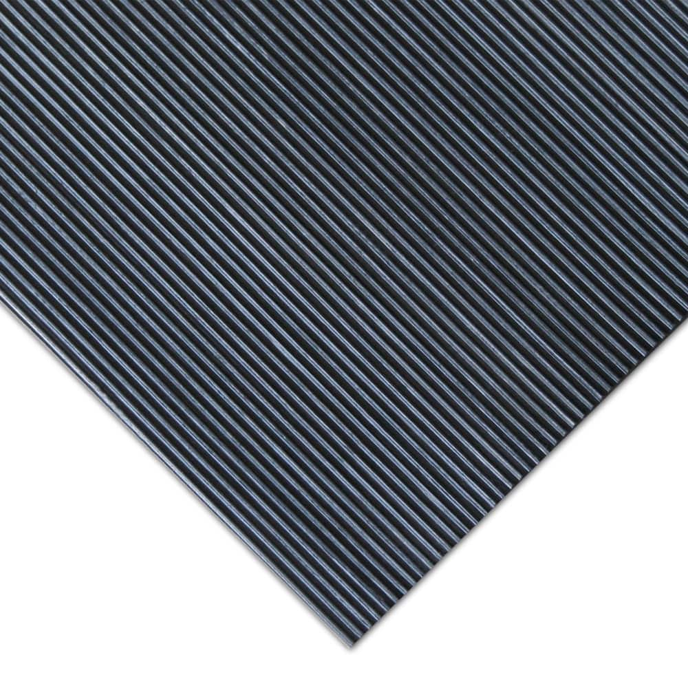 Rubber-Cal "Fine-Rib" Corrugated Rubber Floor Mats - 1/8 in x 4 ft x 15 ft Black Rubber Runners