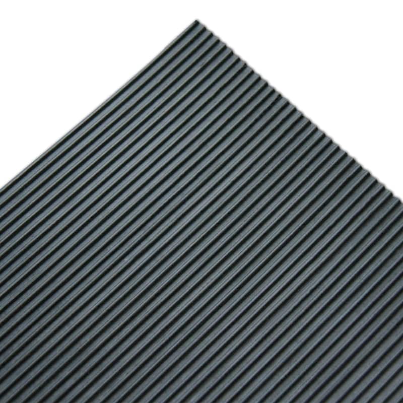 Rubber-Cal "Fine-Rib" Corrugated Rubber Floor Mats - 1/8 in x 4 ft x 15 ft Black Rubber Runners
