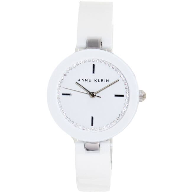 Anne Klein Women's 'AK-1315WTWT' White Ceramic White Dial Quartz Watch