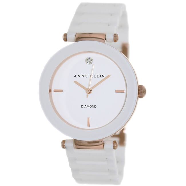 Anne Klein Women's AK-1018RGWT White Ceramic Quartz Watch with White Dial