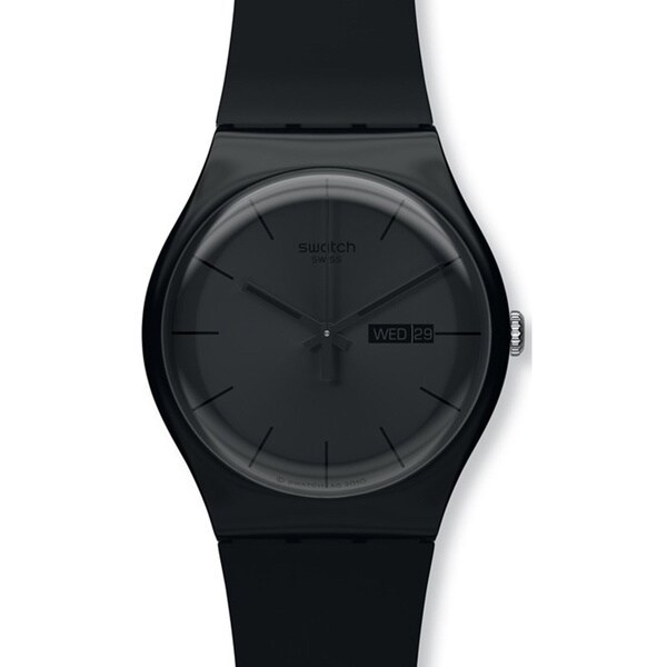 Shop Swatch Men's Originals Black Silicone Quartz Watch with Black Dial ...