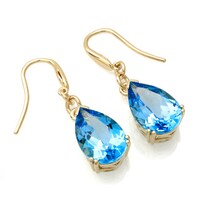 Kabella 14k Yellow Gold Oval Blue Topaz Leverback Earrings On 14k Yellow Gold Swiss Blue Topaz Dangle Earrings