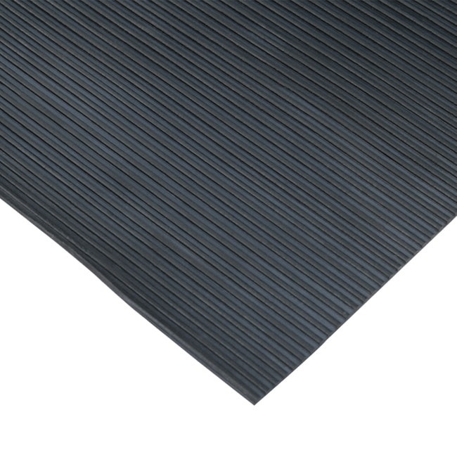 Rubber-Cal Ramp-Cleat Non-Slip Outdoor Rubber Mats - 1/8 in x 3 ft x 20 ft Floor Mat Black