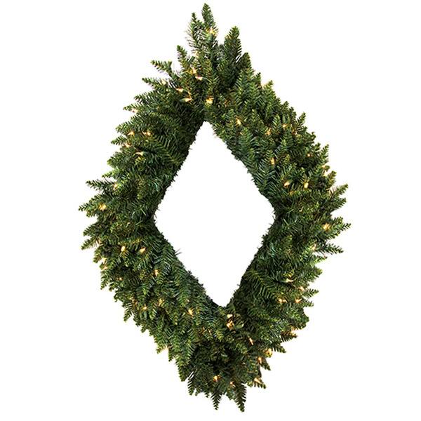 48 Pre Lit Camdon Fir Diamond Shaped Artificial Christmas Wreath