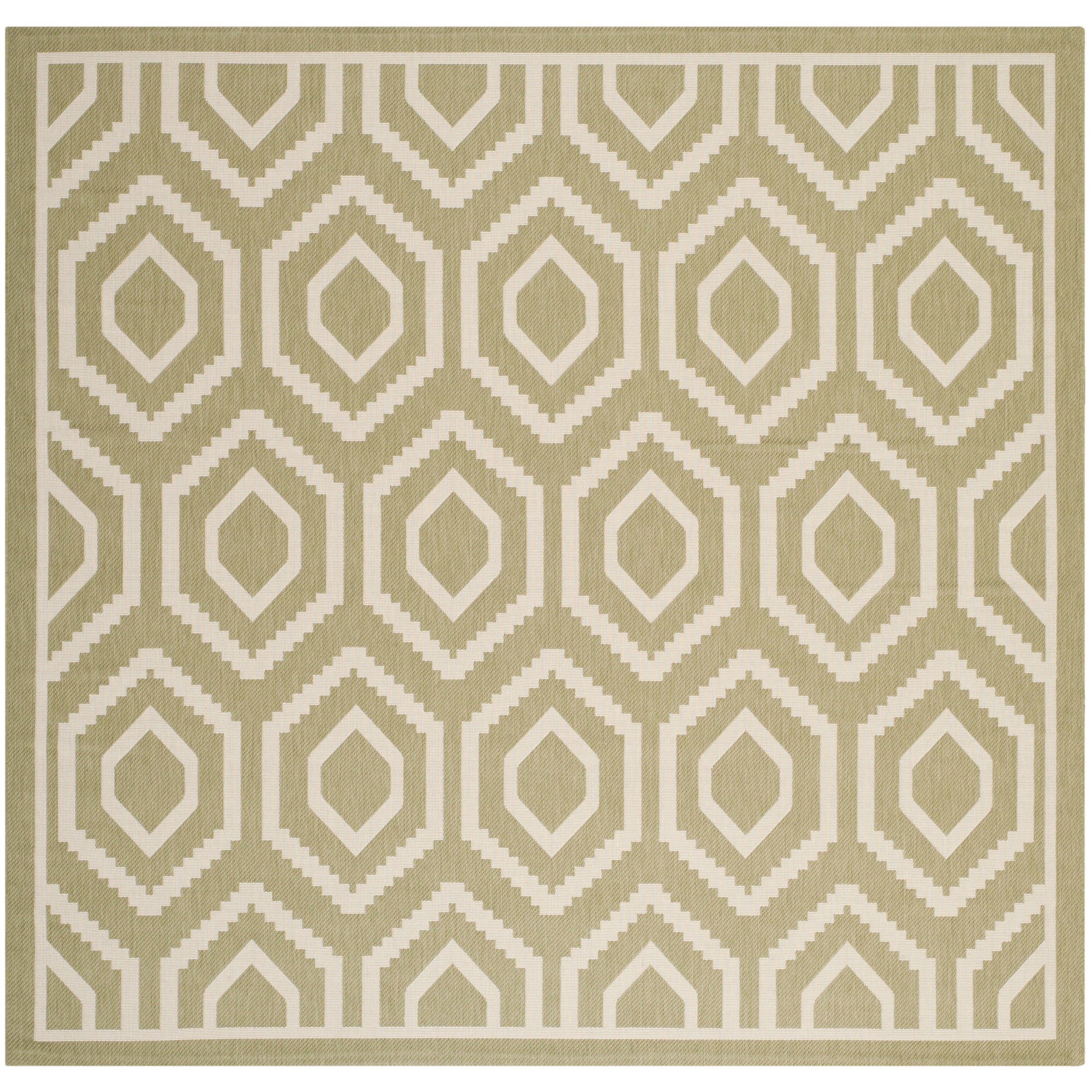 Safavieh Indoor/ Outdoor Courtyard Green/ Beige Stain Resistant Rug (710 Square)