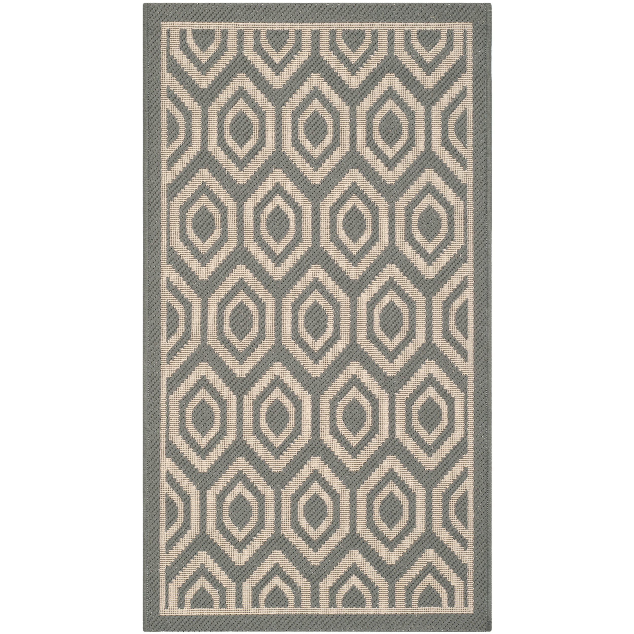 Safavieh Indoor/ Outdoor Courtyard Anthracite/ Beige Polypropylene Rug (2 X 37)