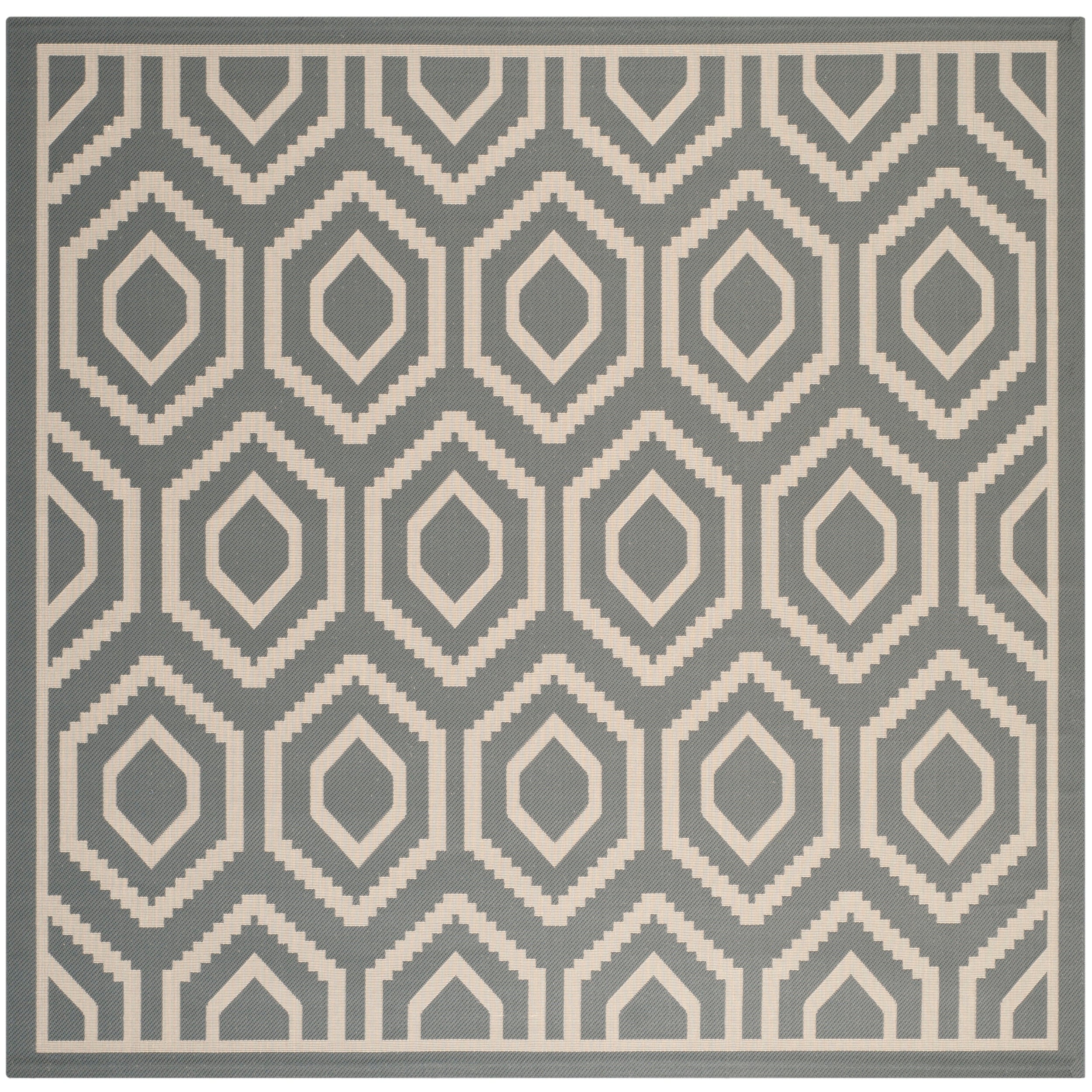 Safavieh Indoor/ Outdoor Courtyard Contemporary Anthracite/ Beige Rug (710 Square)