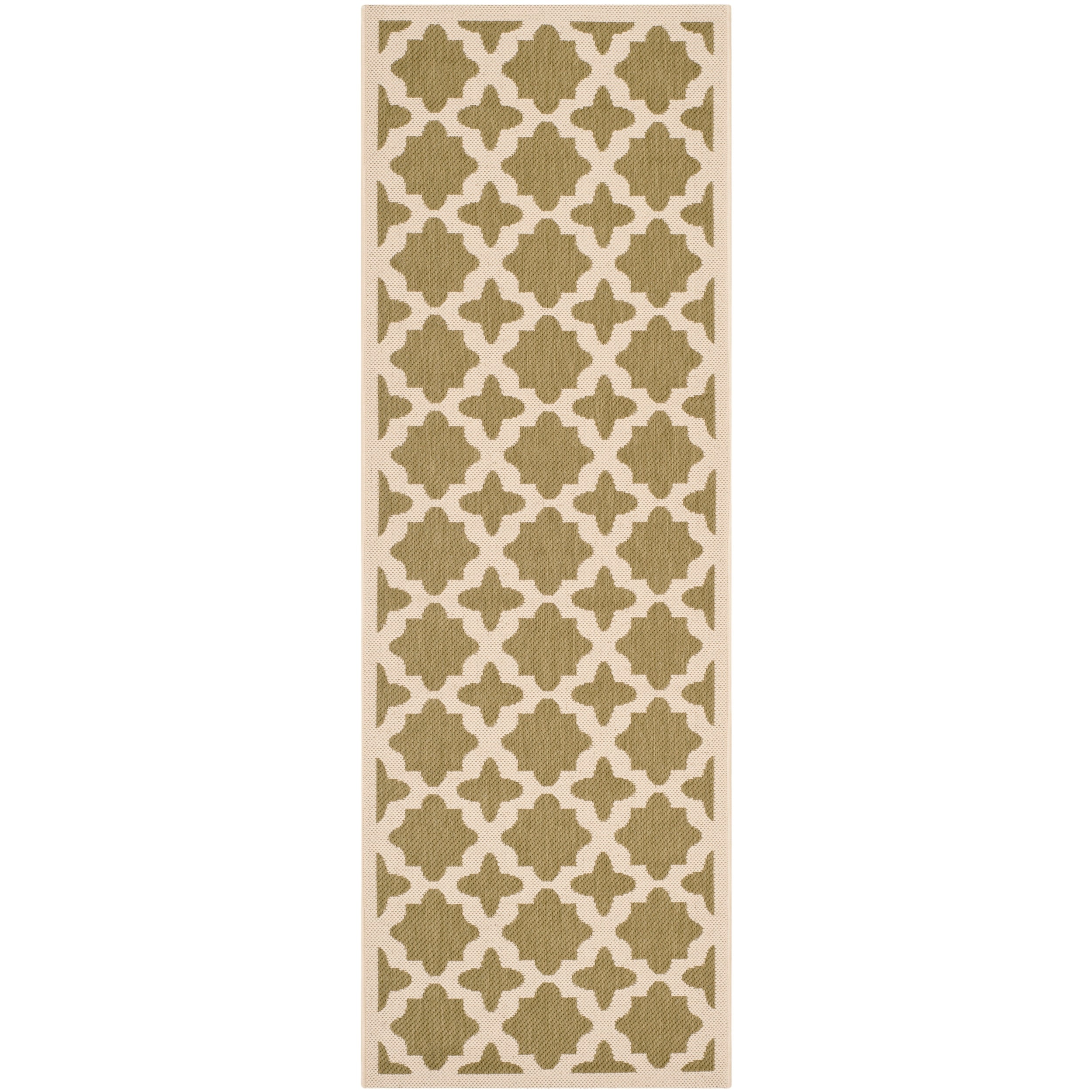 Safavieh Indoor/ Outdoor Courtyard Green/ Beige Polypropylene Rug (23 X 67)