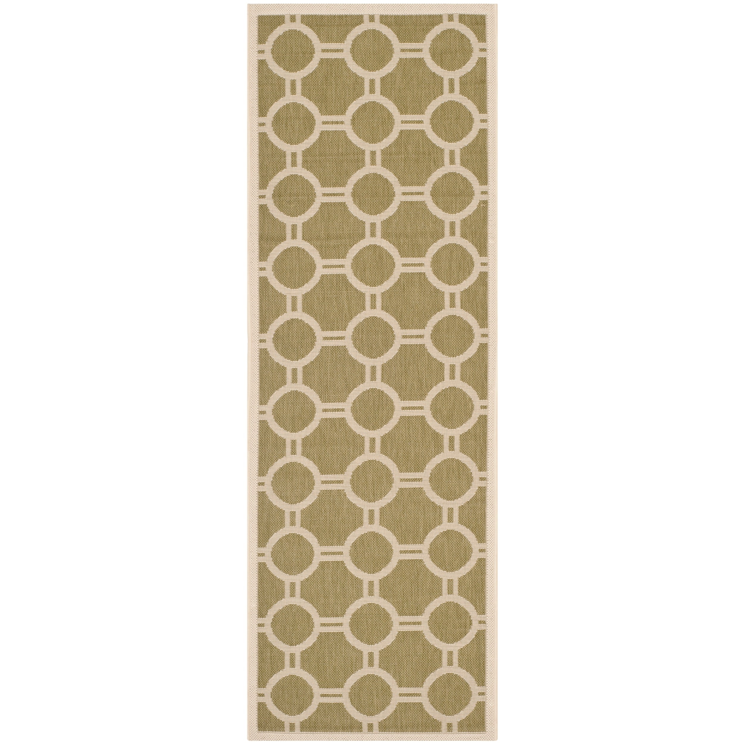 Safavieh Indoor/ Outdoor Courtyard Green/ Beige Runner Rug (23 X 67)