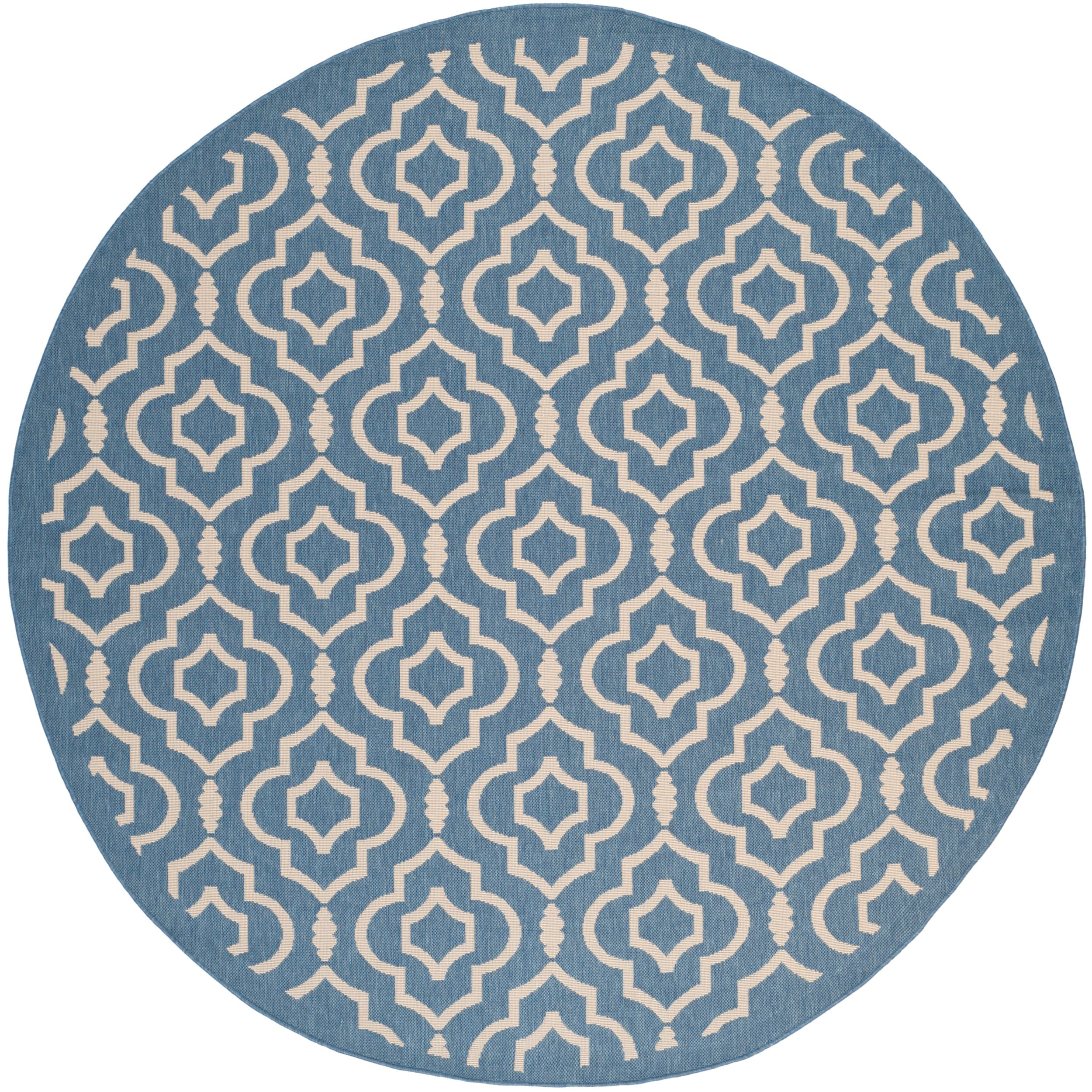 Safavieh Indoor/outdoor Courtyard Blue/beige Geometric Rug (710 Round)