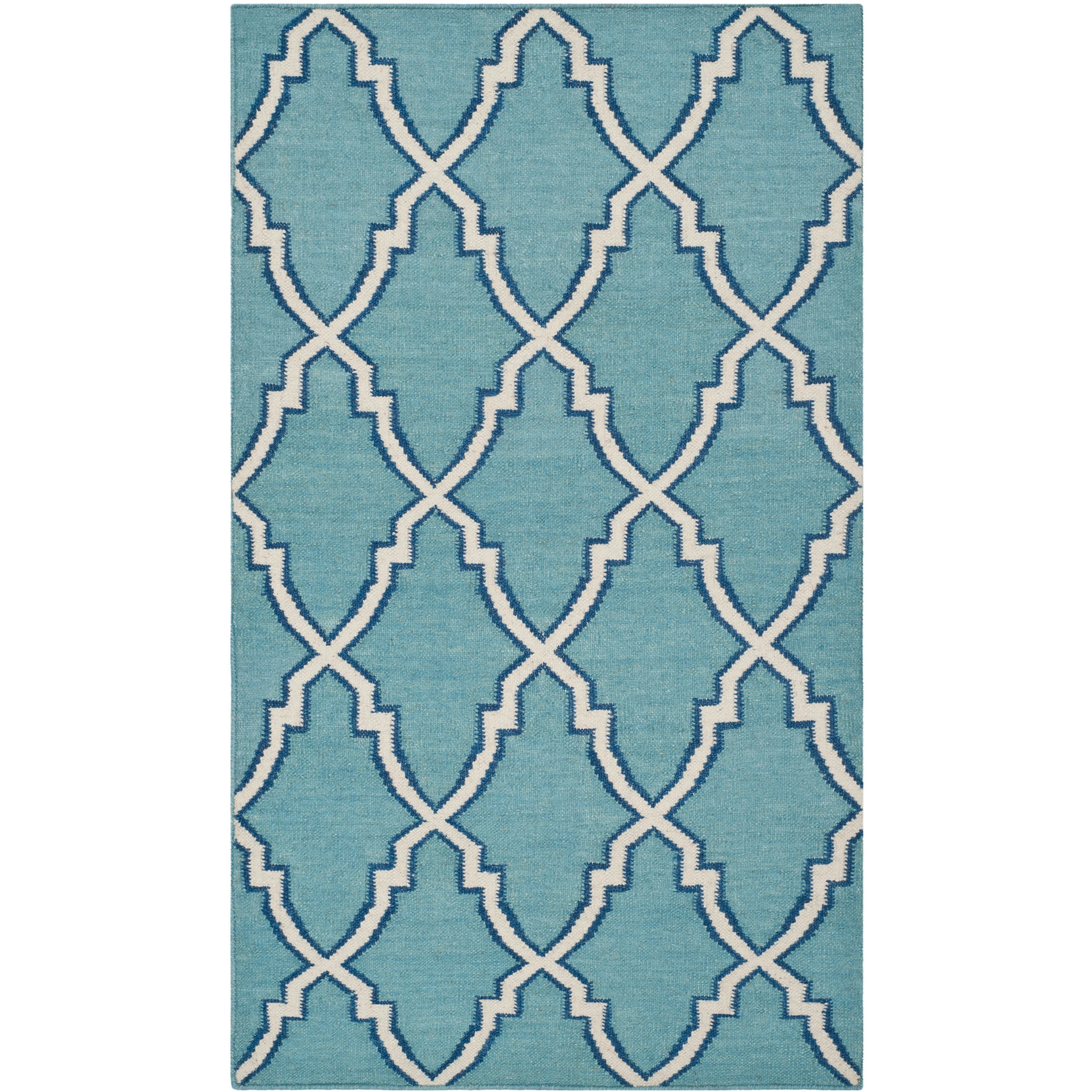 Safavieh Handwoven Moroccan Dhurrie Light Blue Geometric Wool Rug (3 X 5)