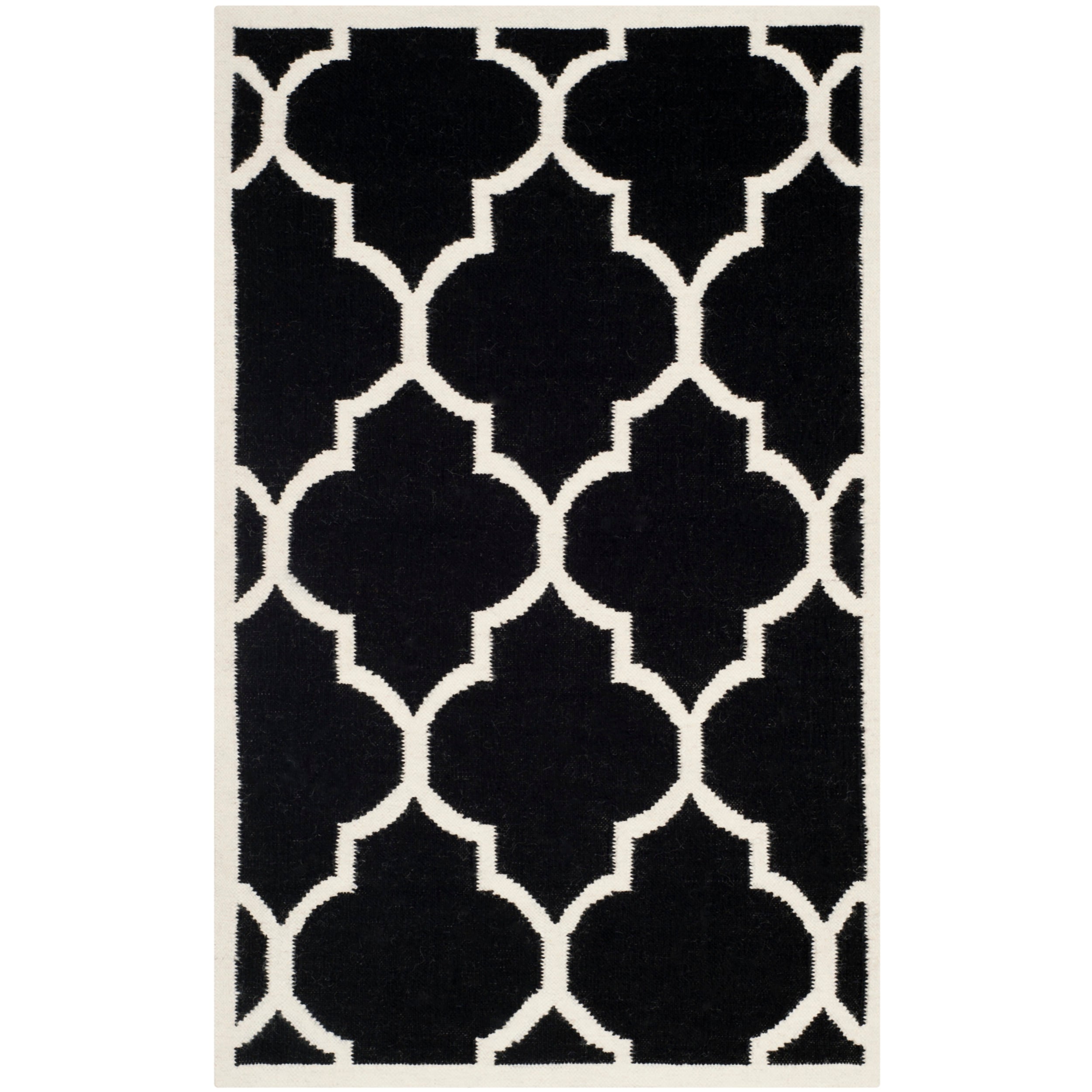 Safavieh Handwoven Moroccan Dhurrie Geometric Black Wool Rug (4 X 6)