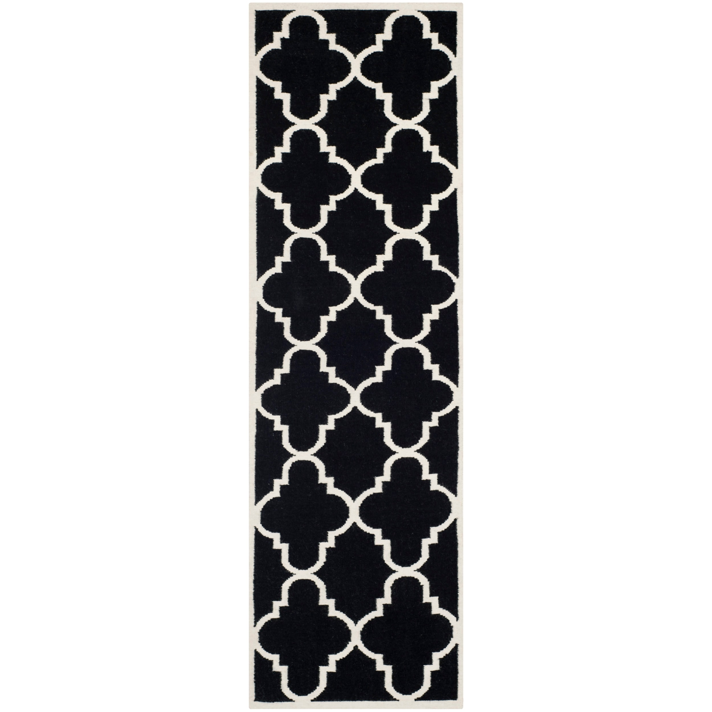 Safavieh Black Handwoven Moroccan Dhurrie Wool Runner Rug (26 X 6)