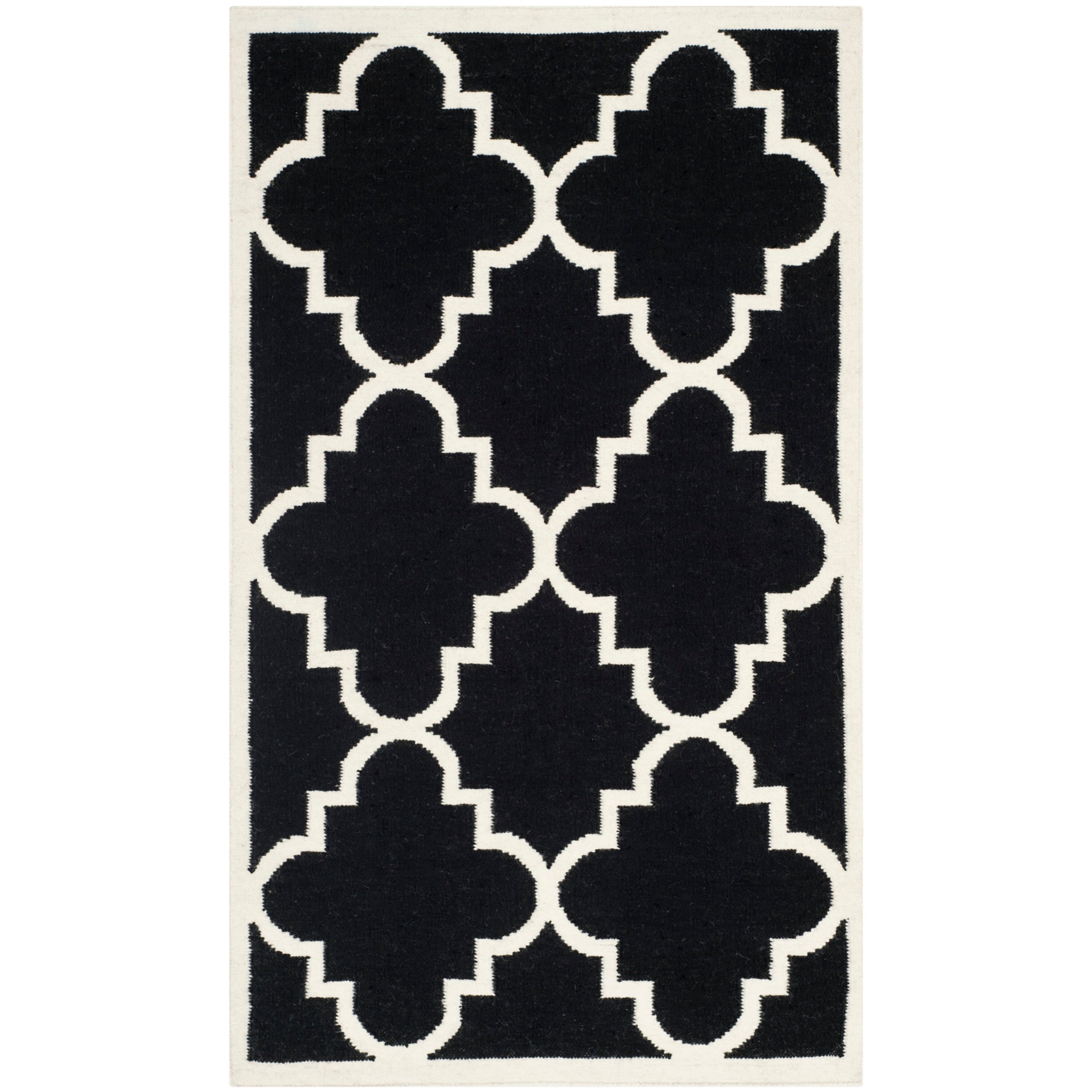 Safavieh Hand woven Moroccan Dhurrie Black Wool Transitional Rug (3 X 5)