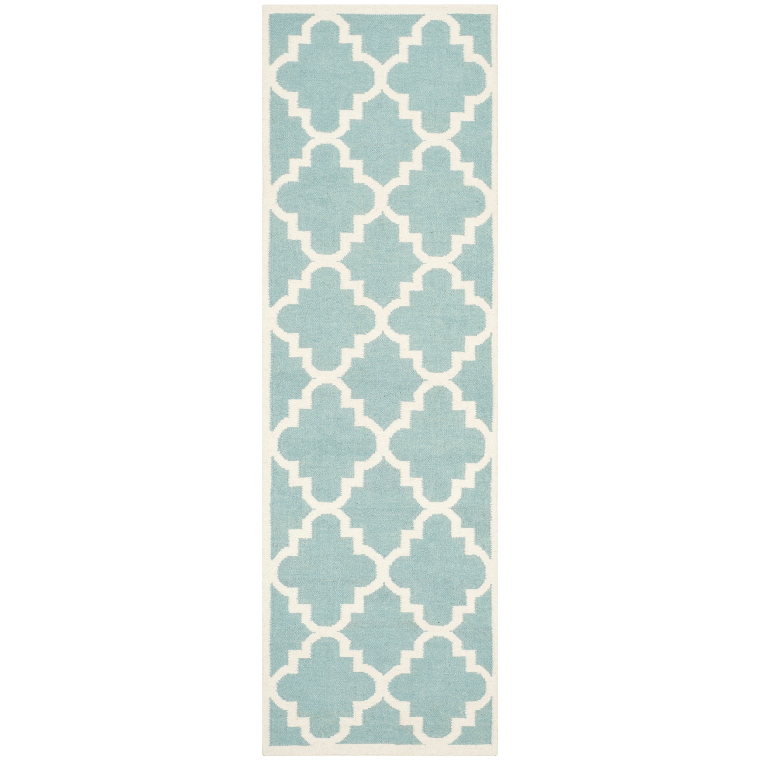 Safavieh Handwoven Moroccan Dhurrie Transitional Light Blue Wool Rug (26 X 8)