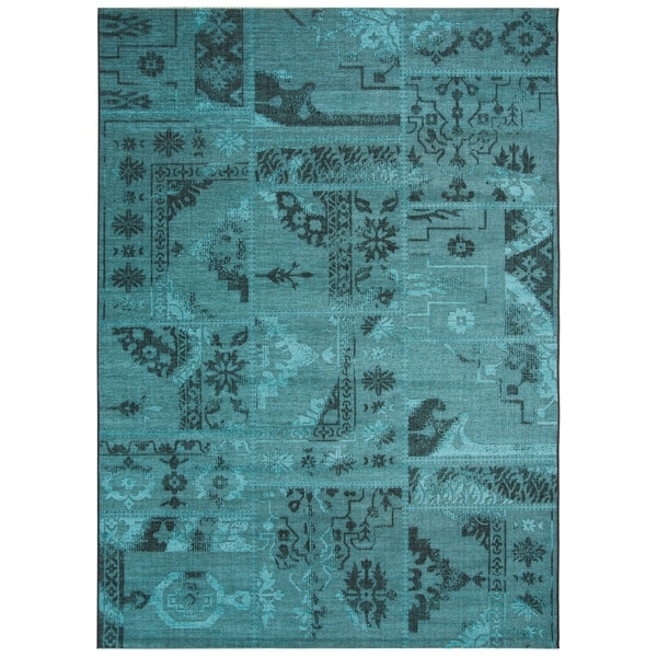 Safavieh Palazzo Black/ Turquoise Overdyed Chenille Area Rug - 8' X 11'
