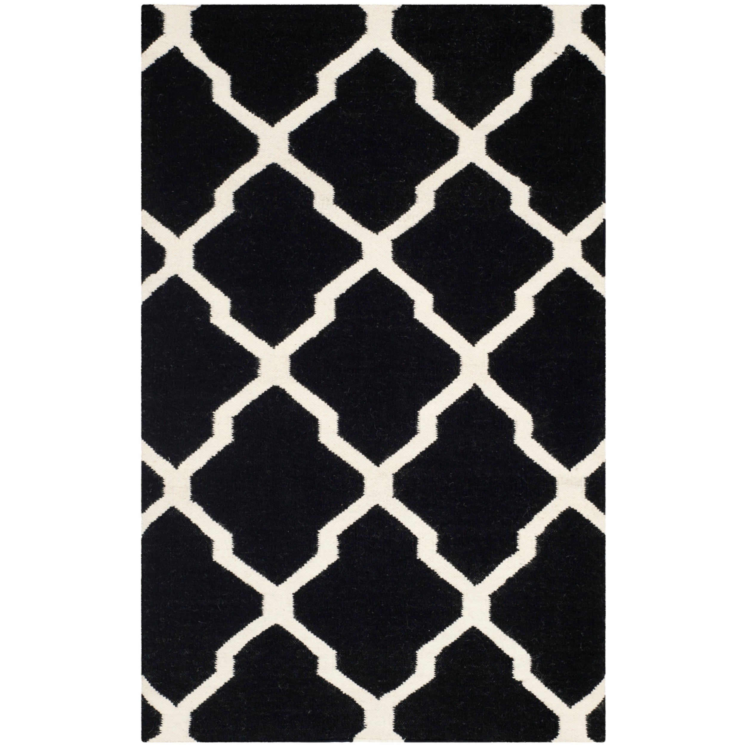 Safavieh Hand woven Moroccan Dhurrie Geometric Black Wool Rug (3 X 5)