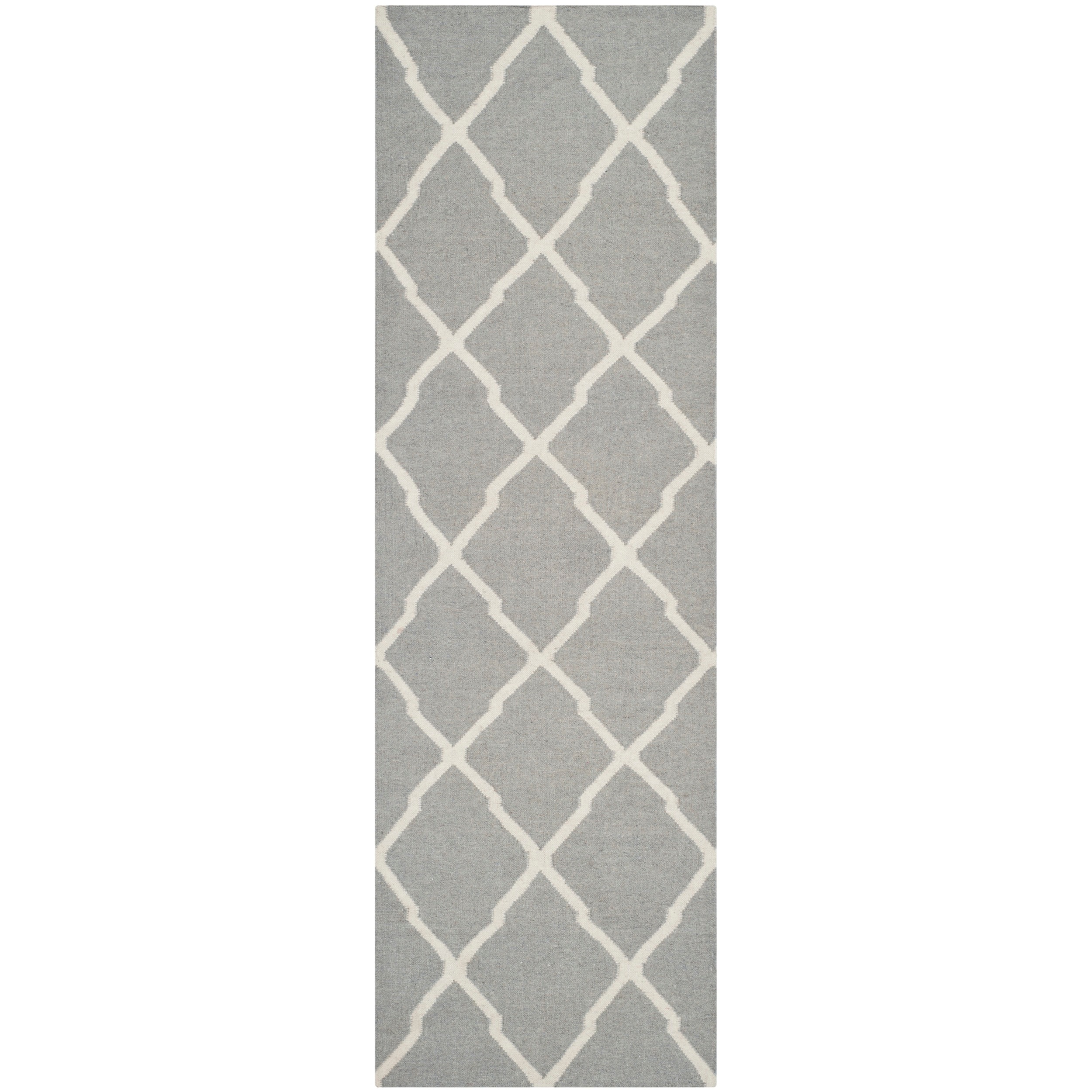 Safavieh Hand woven Moroccan Dhurrie Grey Wool Runner Rug (26 X 8)