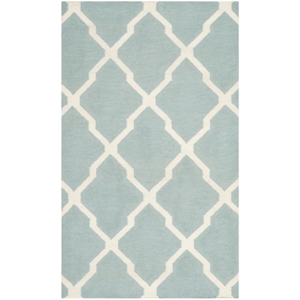 Safavieh Hand woven Moroccan Dhurrie Light Blue Wool Rug (3 x 5)