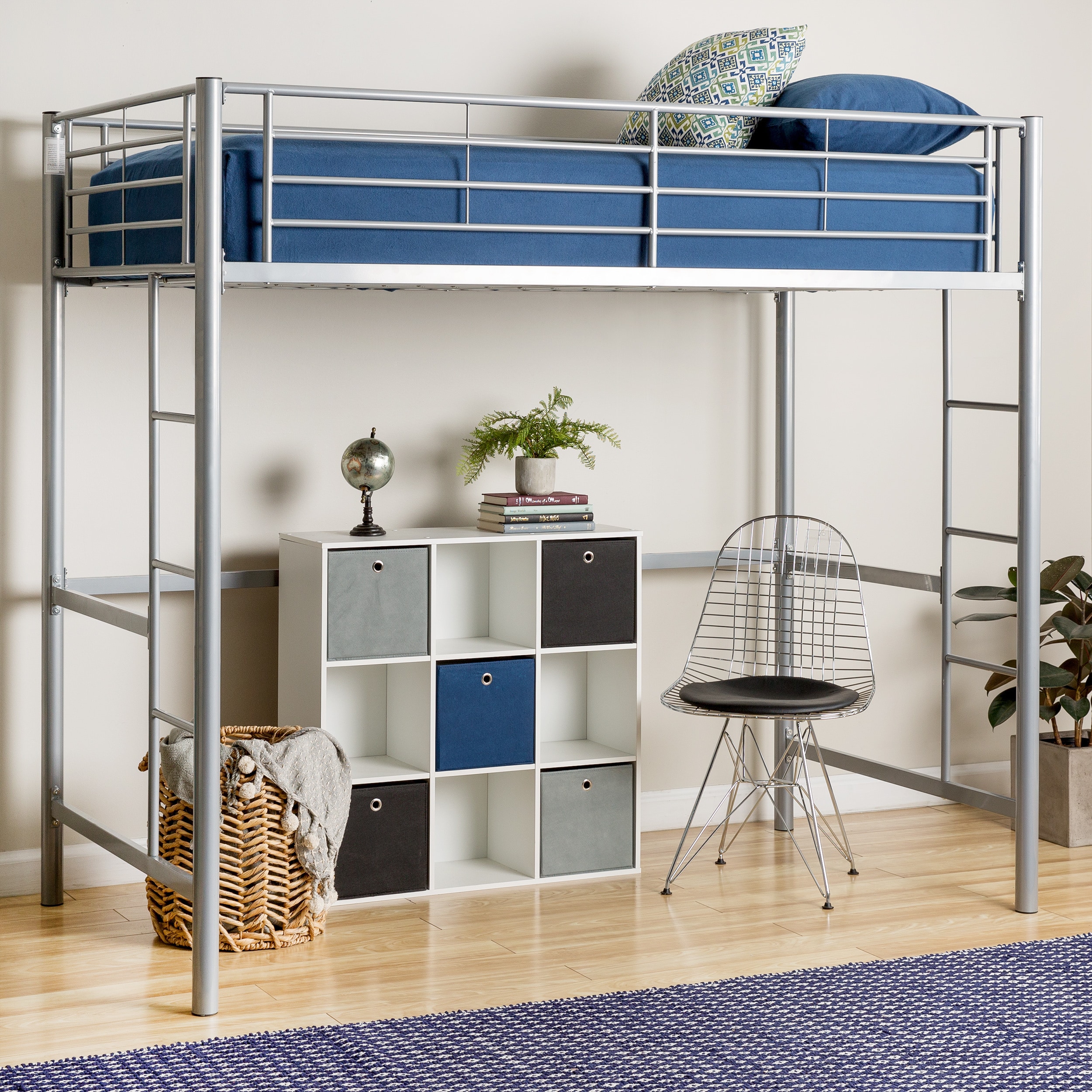 Silver Metal Deluxe Twin Loft Bed