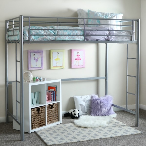 Silver Metal Deluxe Twin Loft Bed