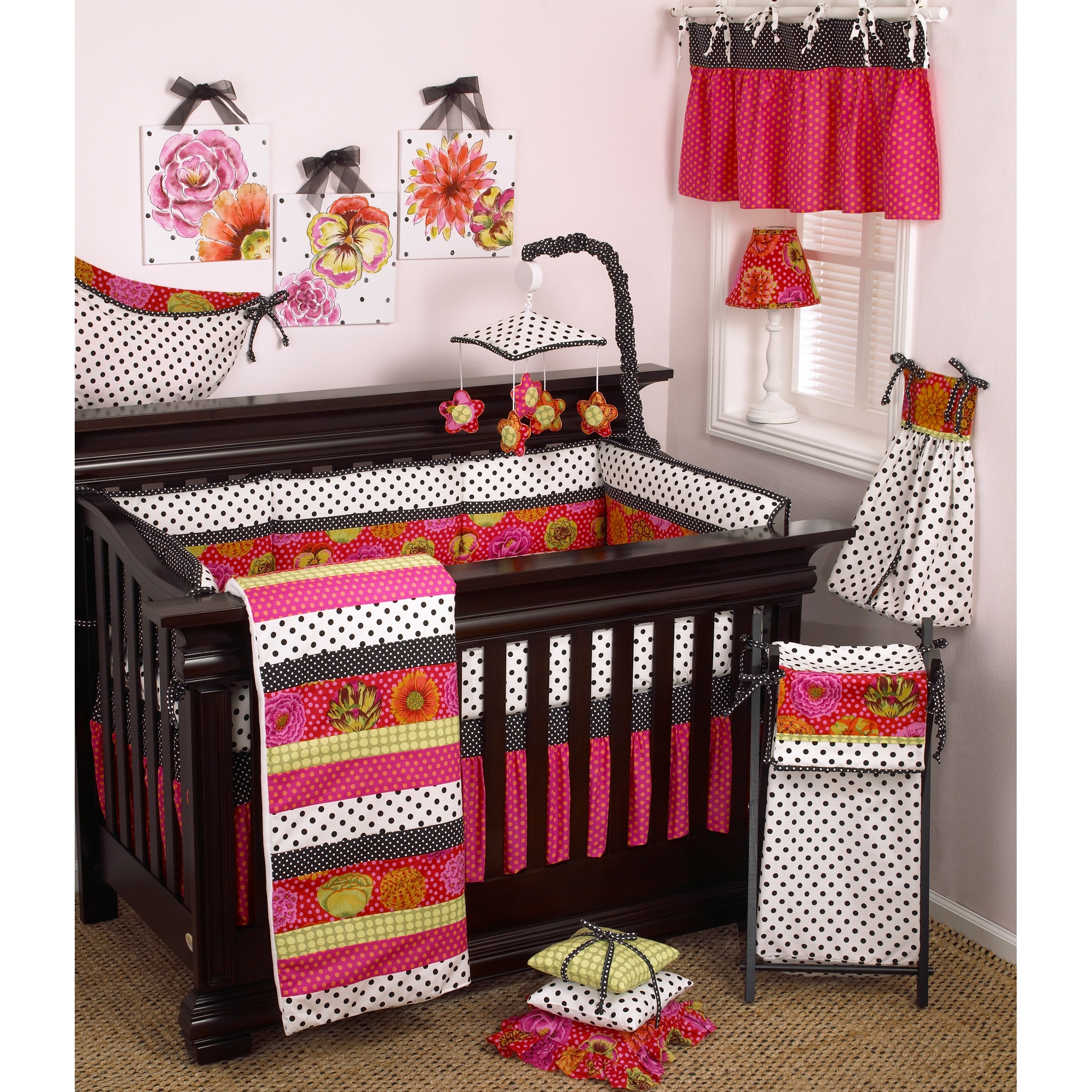 Pink polka discount dot crib sheet