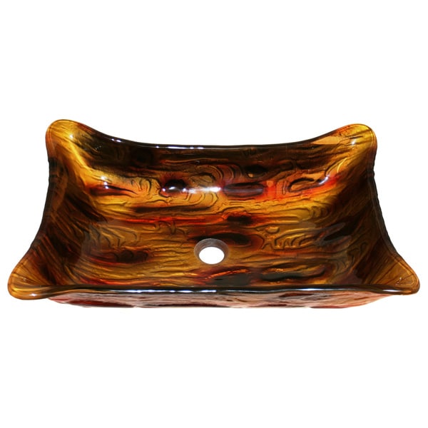 ELITE 1411 Unique Oval Artistic Bronze Tempered Glass Bathroom Vessel