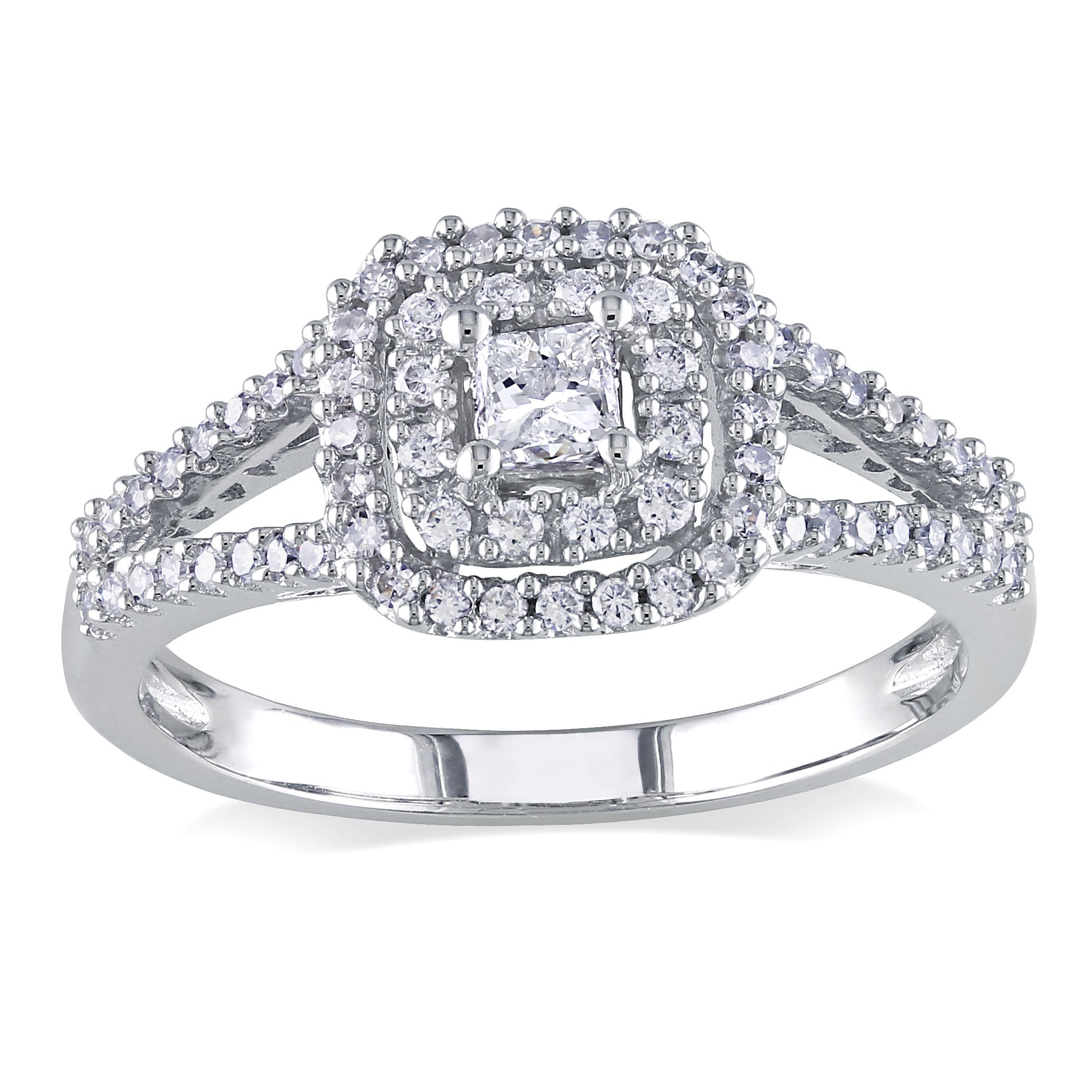 princess cut halo split shank