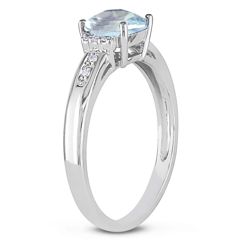 Miadora 10k White Gold Aquamarine and Diamond Ring