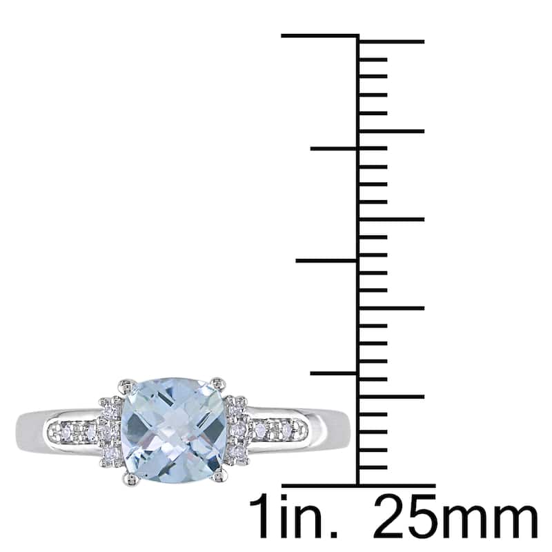 Miadora 10k White Gold Aquamarine and Diamond Ring