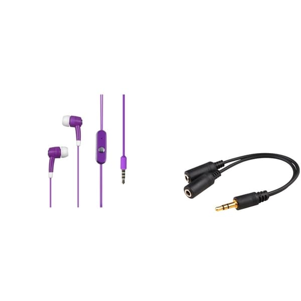 BasAcc Light Purple Headset/ Black Splitter for Apple iPhone 4/ 4S BasAcc Hands free Devices