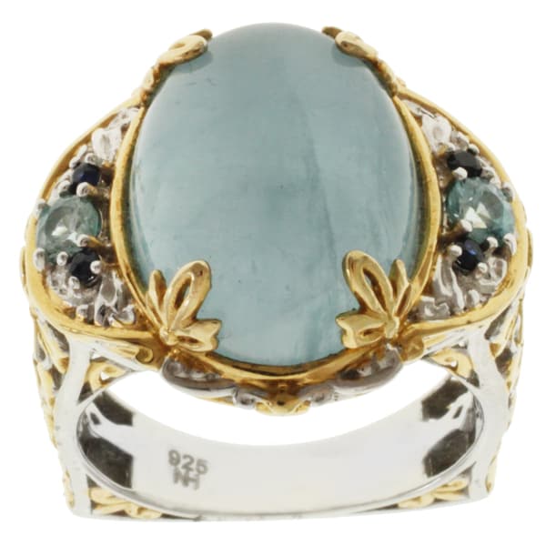 Michael Valitutti Two tone Aquamarine, Blue Zircon and Blue Sapphire