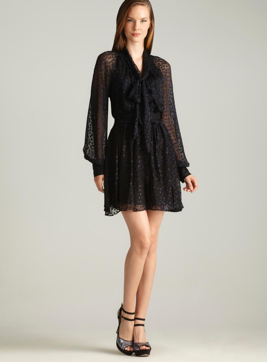 Rachel Zoe Tie Front Dotted Button Down Dress   Shopping