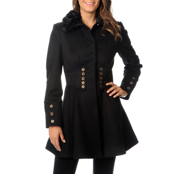 Shop Betsey Johnson Women's Wool Fit and Flare Coat - Overstock - 8262173