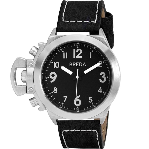 Breda Men's 'Joseph' Black Leather Band Watch Breda Men's More Brands Watches