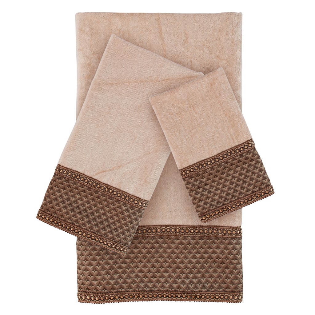 Sherry Kline Amore Wheat Brown Embellished 3-piece Towel Set