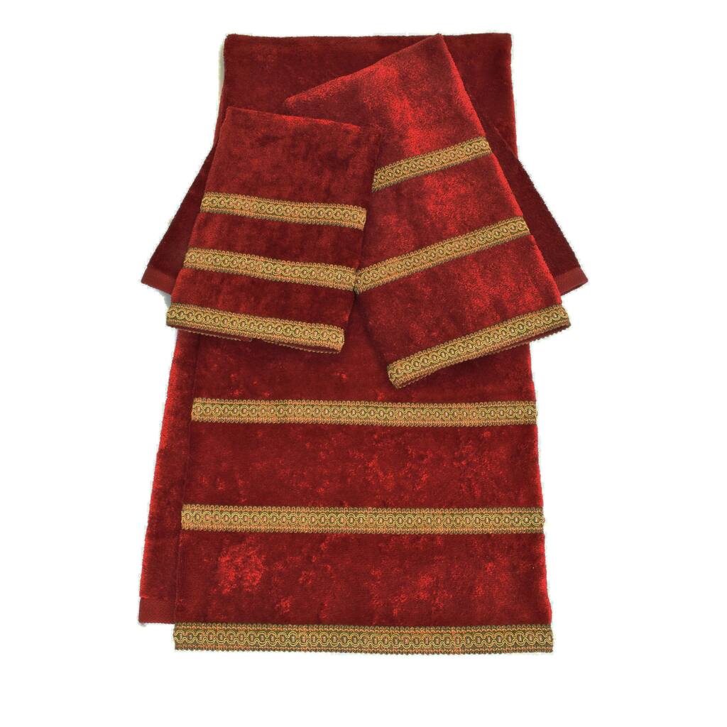 Sherry Kline Triple Row Gimp Red 3-piece Towel Set