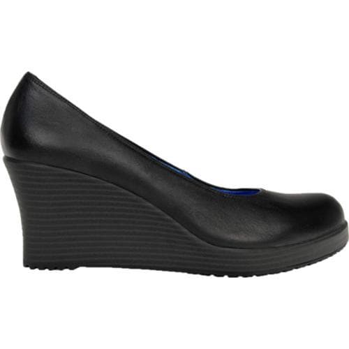 Women's Crocs A-leigh Closed Toe Wedge Black/Black - Free Shipping ...
